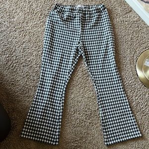 Checkered black and white flare pants